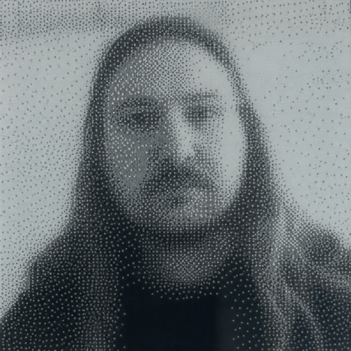 Mattia's portrait on an e-ink display.